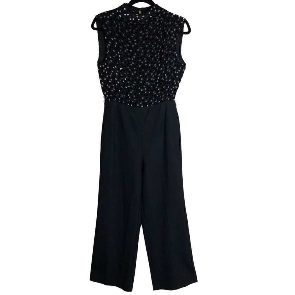 Rebecca Taylor Silk and Velvet Polka Dot Jumpsuit Size 2 #Mobwife, Dark Academia
